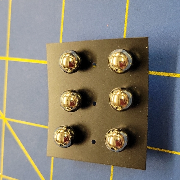 Set of 3 Pairs Faux Silver Tone Balls 0.25" - Picture 1 of 1